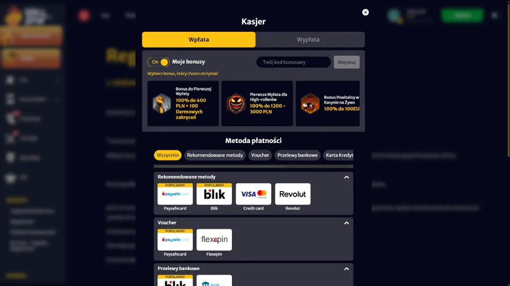 Depozyty w kasynie HellSpin Casino