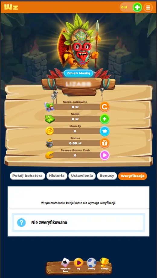 Weryfikacji konta w Wazamba