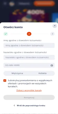 Podaj swoje dane osobowe Mr Bet