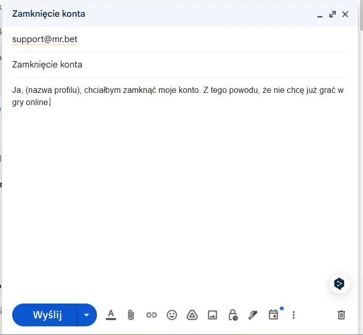 Usunąć konto Mr Bet Casino