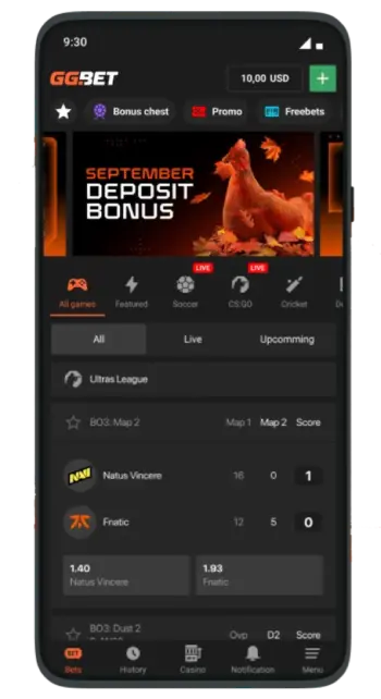 Aplikacja Android GGbet