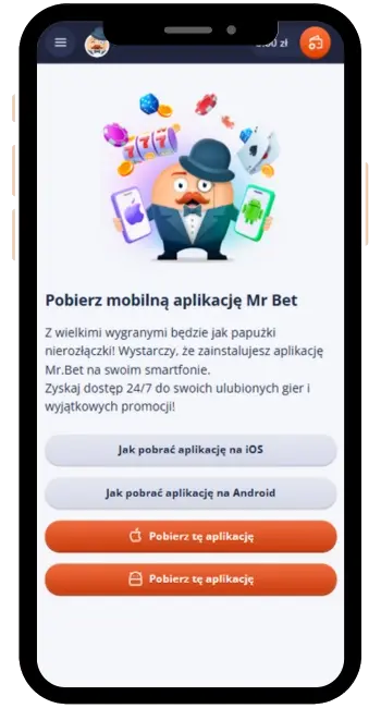 Aplikacja Mr Bet Casino na mobilne Android