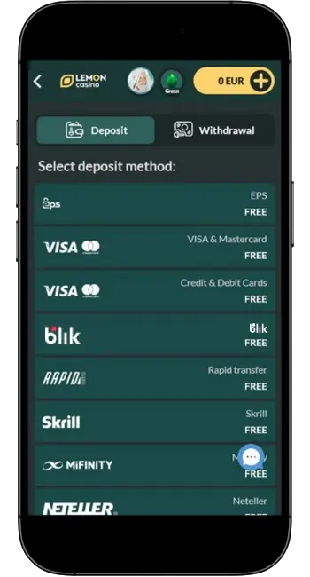 Lemon Casino Deposit Blik