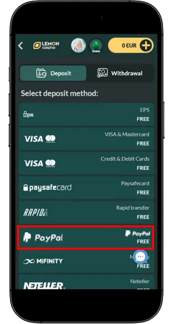 Lemon Casino Deposit Method PayPal