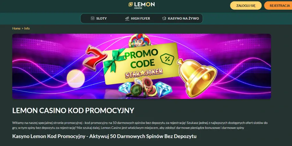 Najnowsze kody na darmowe spiny Lemon Casino