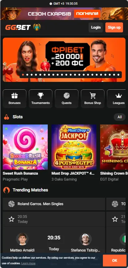 Interface GGbet Casino