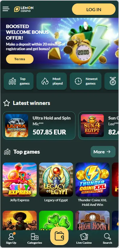 interface Lemon Casino