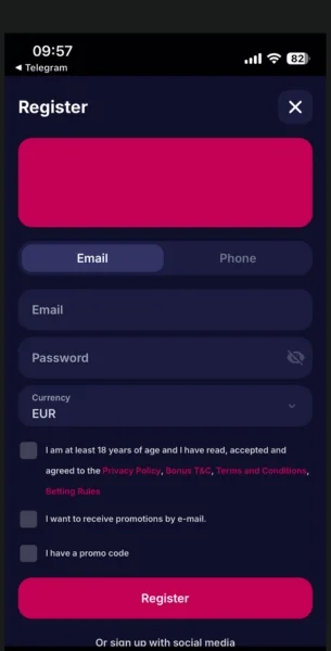 NV casino rejestracja z kodem