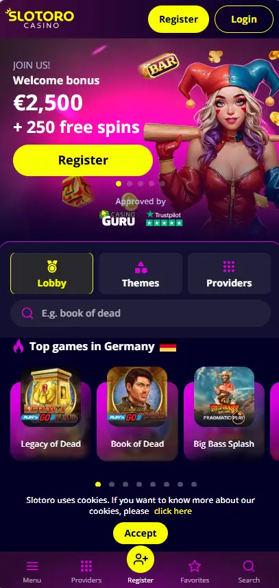 Slotoro Bonus powitalny